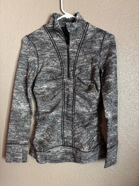 lululemon athletica Marled Black and White Zip-Up Jacket